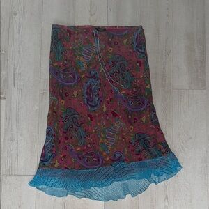VINTAGE ✨✨Karen Kane Asymmetrical Skirt with Paisley Print and DRAWSTRING